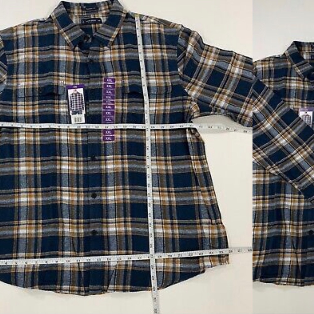 Lucky Brand Men's Shirt XXL Classic Fit Long Sleeve Flannel Shirt Navy Blue - Picture 3 of 5